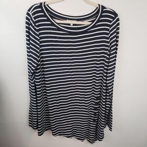 Ava James Striped Navy and White Long Sleeve Sz XL